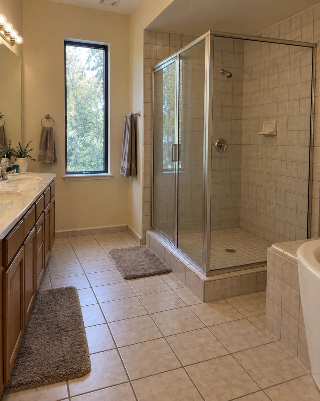 Bathroom and shower before renovation in Allen