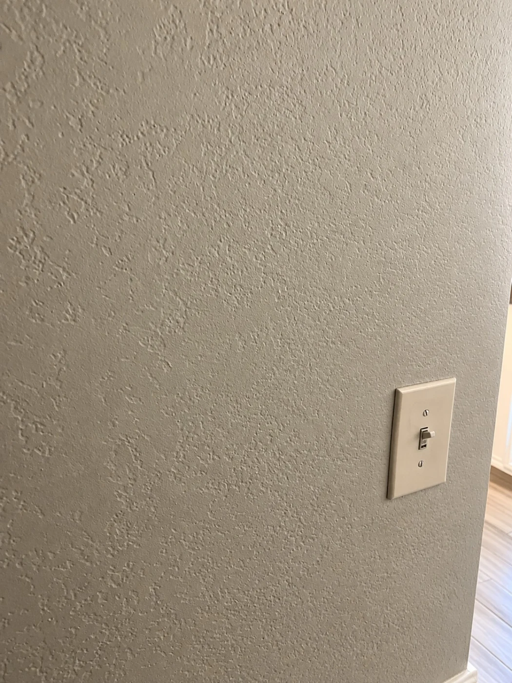 Repaired and painted drywall near the light switch in Arlington