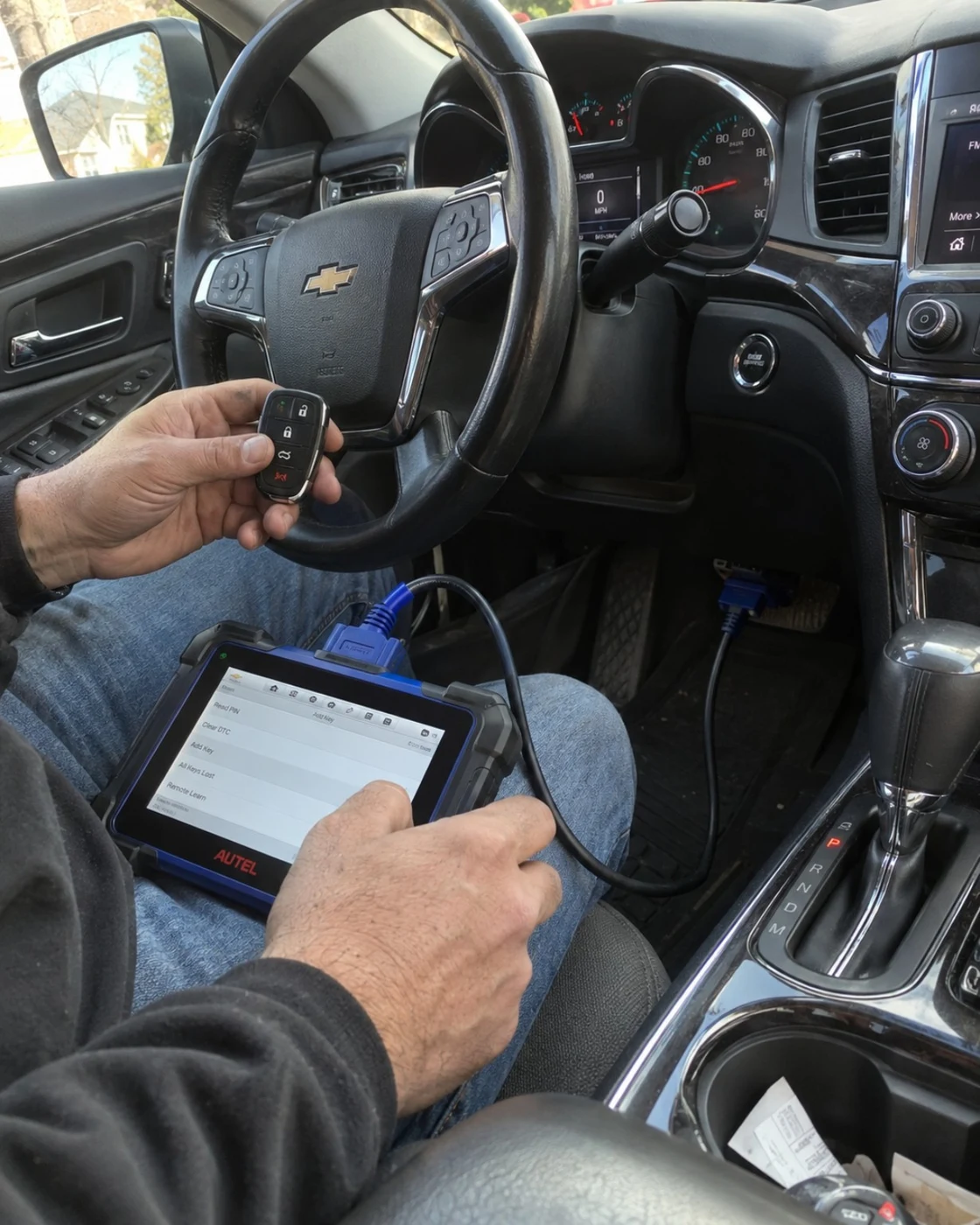 Key fob and service equipment inside the Chevy Cruze in Carrollton