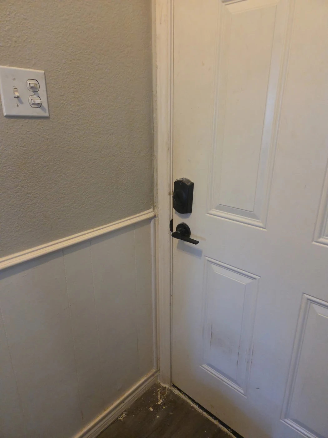 Entry-door frame after repair in DeSoto