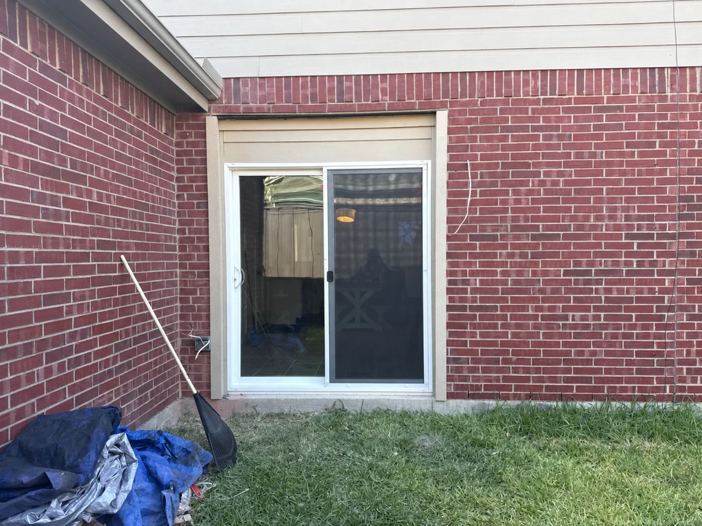 Exterior view of the installed sliding door in Frisco