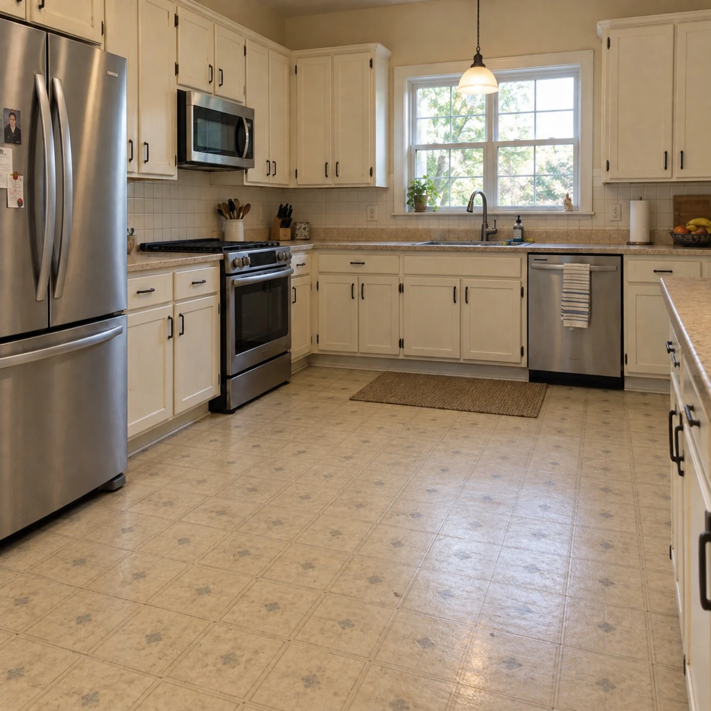 Kitchen flooring before the Grand Prairie flooring job