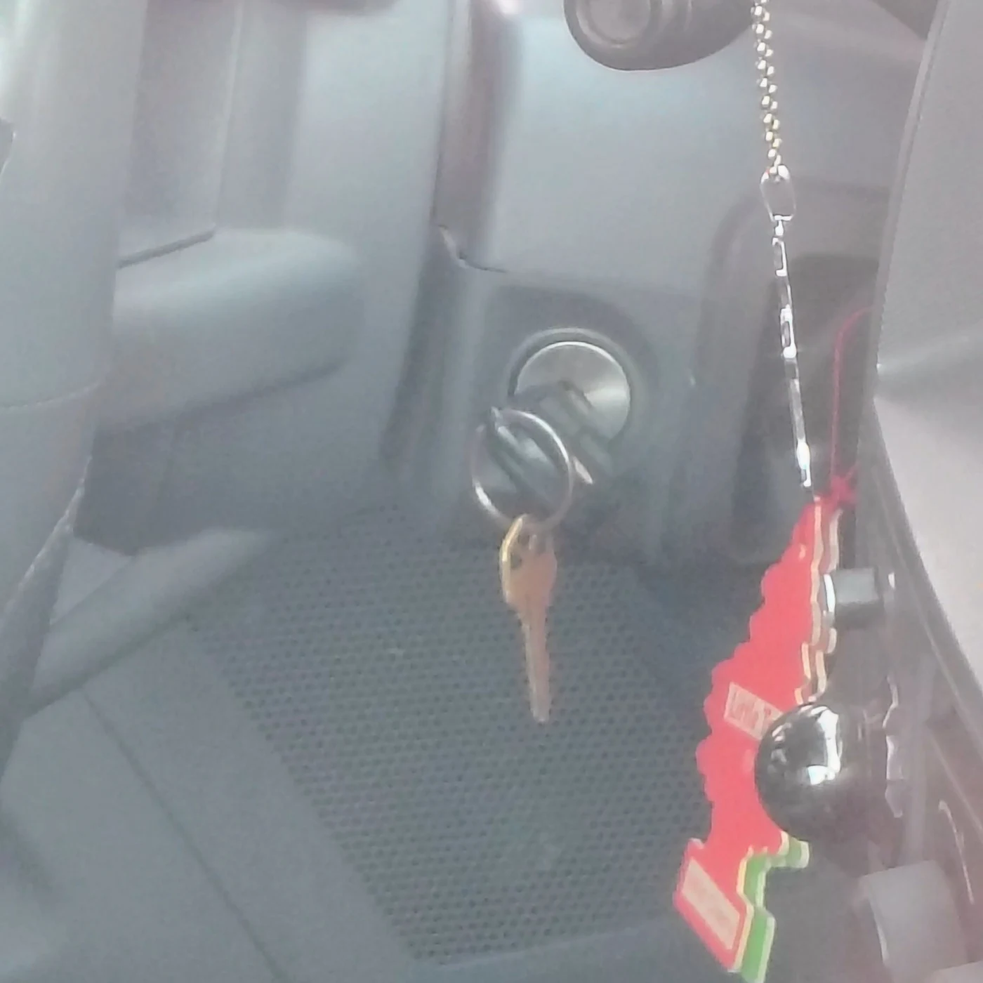 Keys left in the ignition of the locked Dodge Ram in Irving