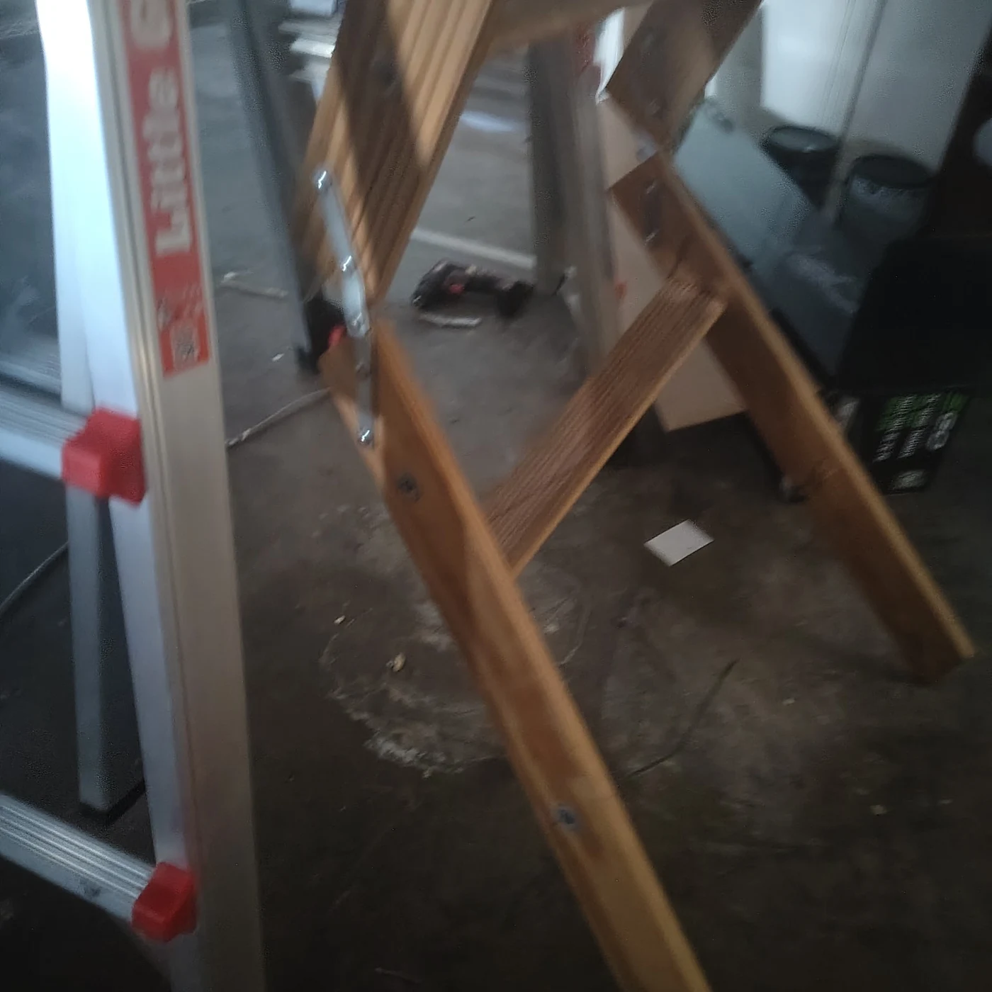 Broken attic stairs before replacement in Waxahachie