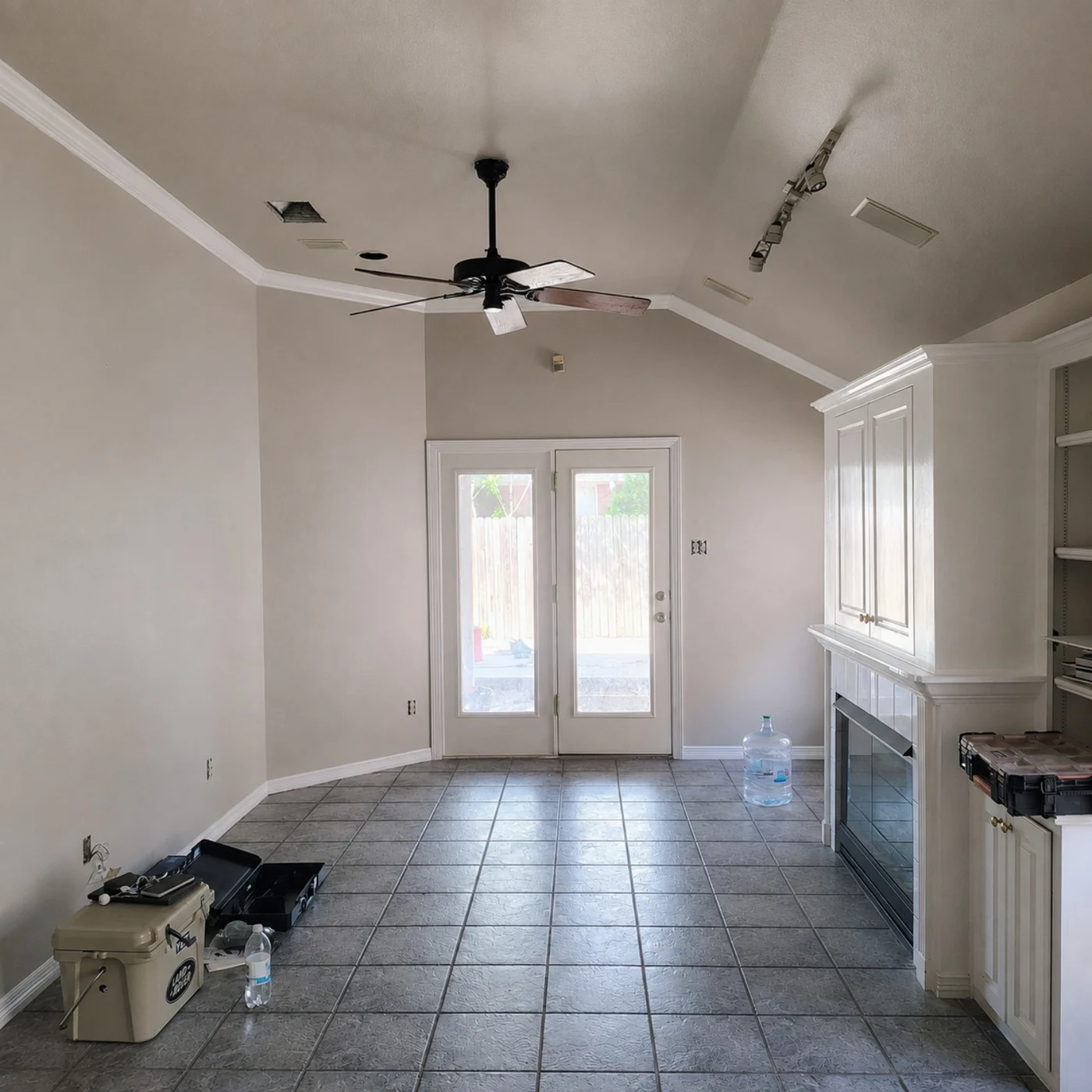 Media room with fireplace after interior painting in Waxahachie